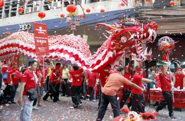 Dragon dance in Chinatown for the Chinese New Year